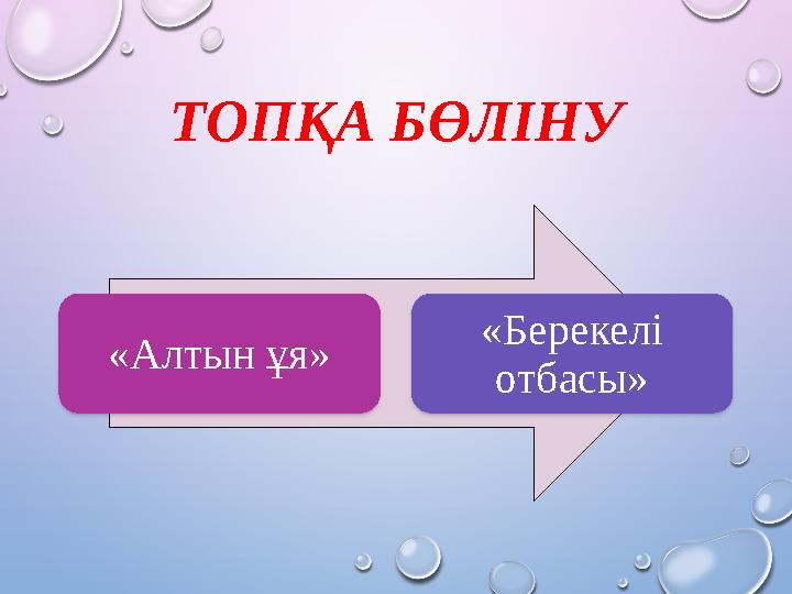 ТОПҚА БӨЛІНУ «Алтын ұя» «Берекелі отбасы»