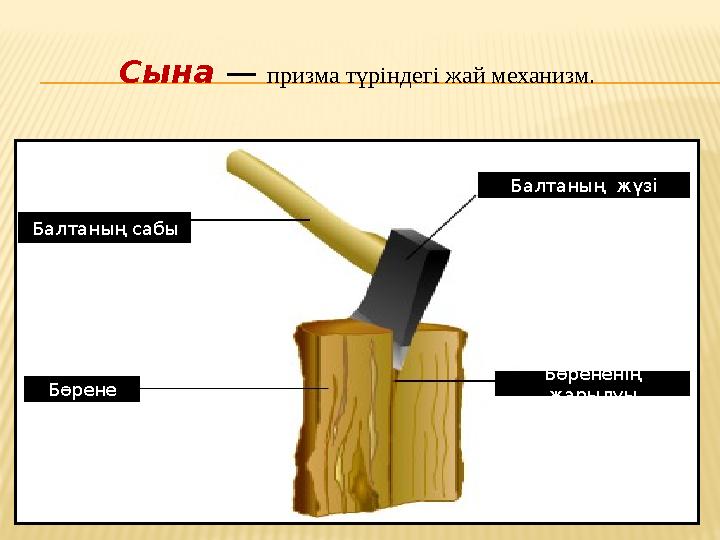 Сына — призма түріндегі жай механизм. Балтаның сабы Бөрене Бөрененің жарылуыБалтаның жүзі