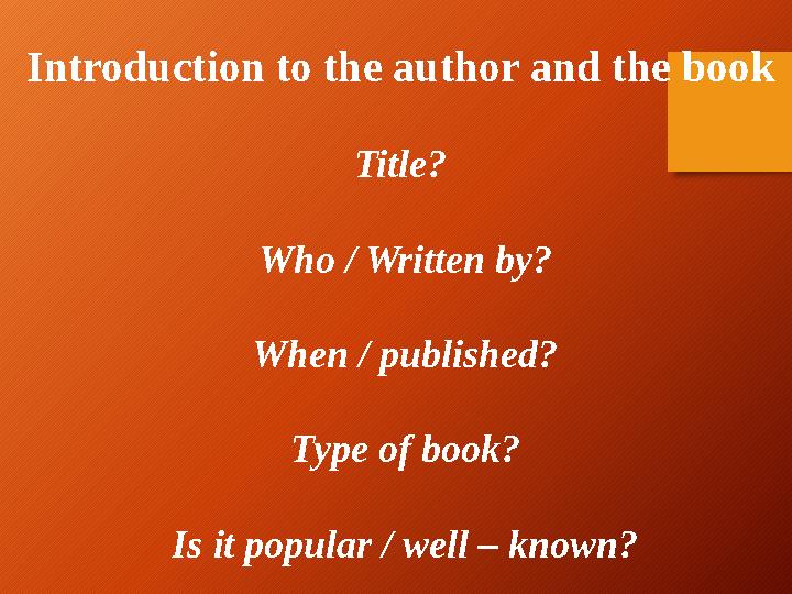 Introduction to the author and the book Title? Who