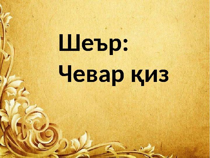 Шеър: Чевар қиз