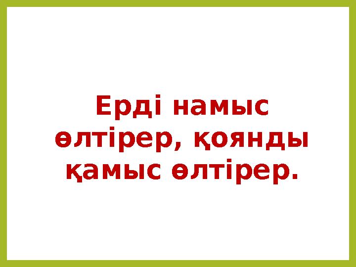 Ерді намыс өлтірер, қоянды қамыс өлтірер.