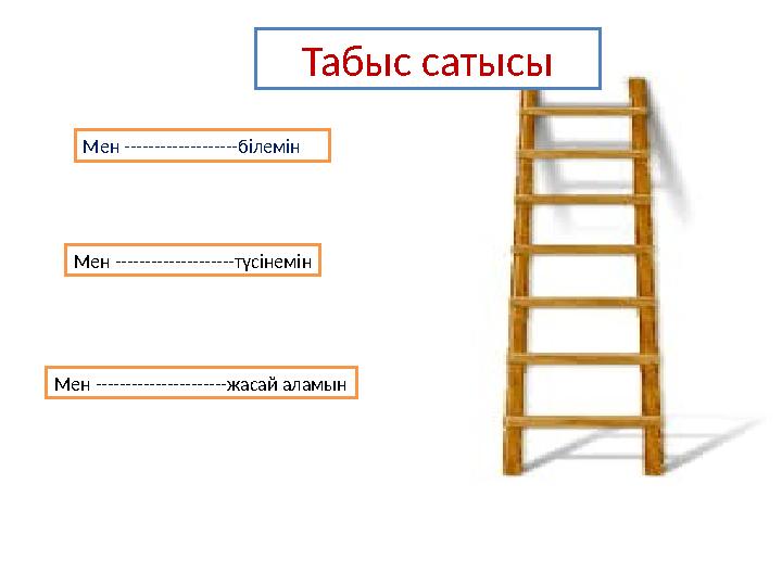 Табыс сатысы Мен ------------------- б ілемін Мен -------------------- түсінемін Мен ---------------------- жасай аламын