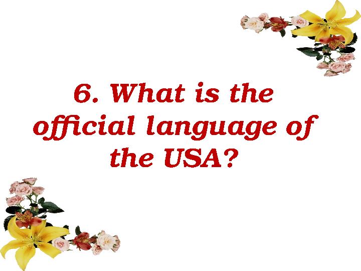 6 . What is the official language of the USA?
