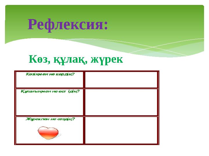 Рефлексия: Көз, құлақ, жүрек