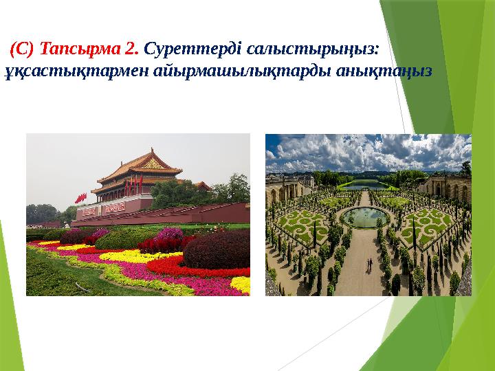 (С) Тапсырма 2. Суреттерді салыстырыңыз: ұқсастықтармен айырмашылықтарды анықтаңыз