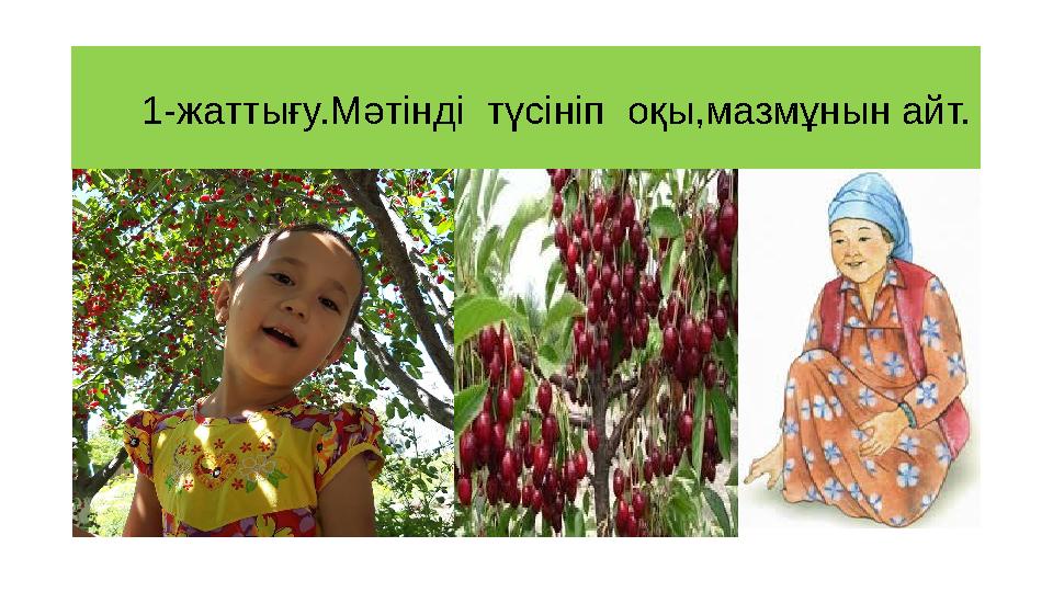 1-жаттығу.Мәтінді түсініп оқы,мазмұнын айт.