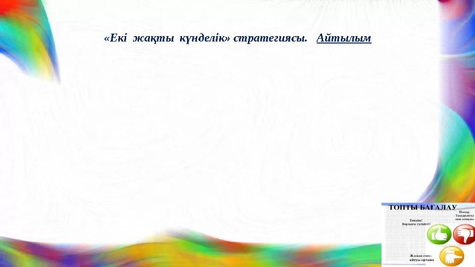«Екі жақты күнделік» стратегиясы. Айтылым