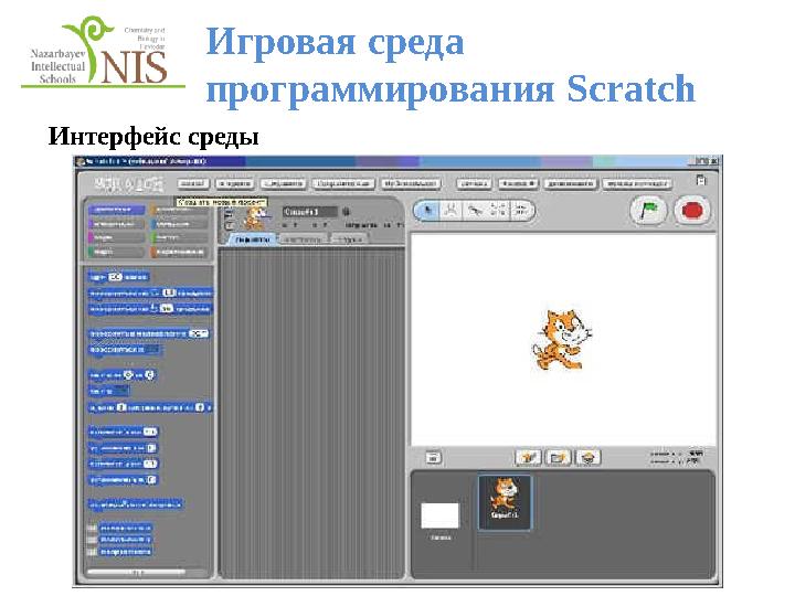 Интерфейс среды Игровая среда программирования Scratch