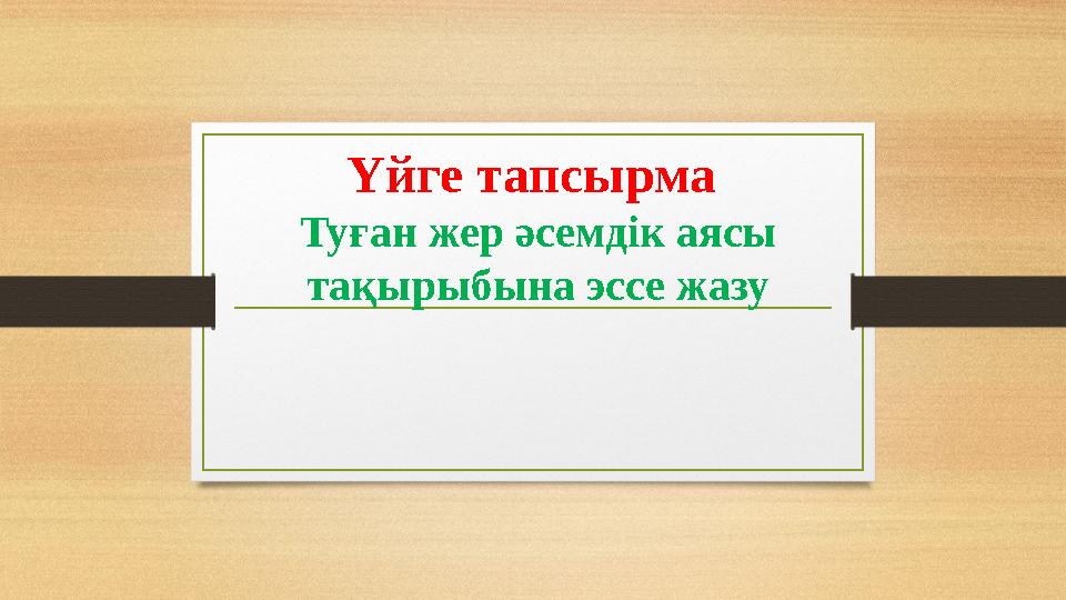 Үйге тапсырма Туған жер әсемдік аясы тақырыбына эссе жазу