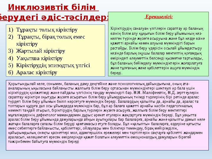 1) Тұрақты толық кіріктіру 2) Тұрақты, бірақ толық емес кіріктіру 3) Жартылай кіріктіру 4) Уақытша кіріктіру 5) Кіріктіруді