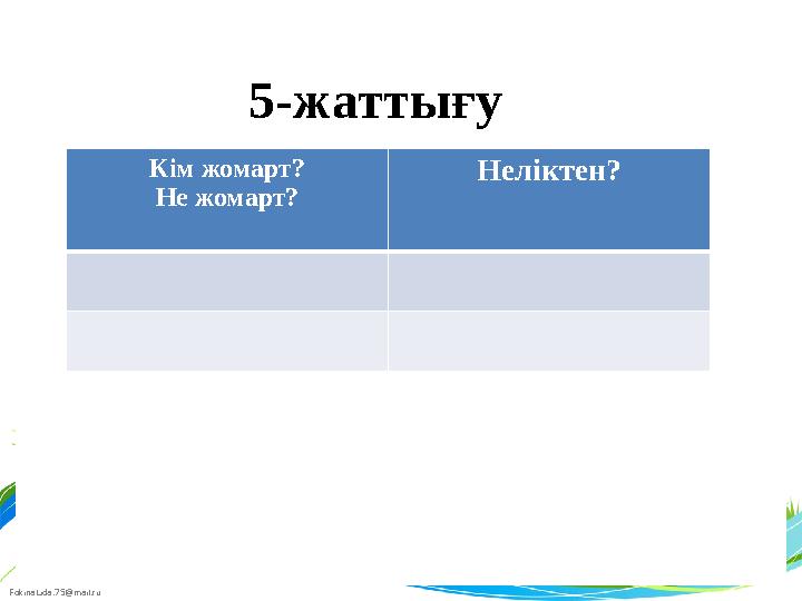 FokinaLida.75@mail.ru 5-жаттығу Кім жомарт? Не жомарт? Неліктен?