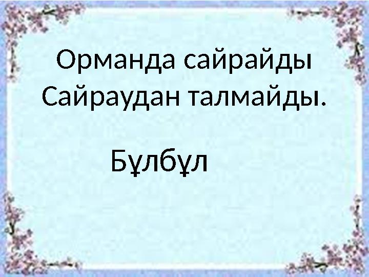 Орманда сайрайды Сайраудан талмайды. Бұлбұл