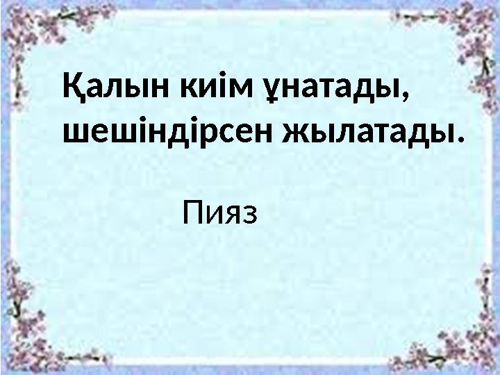 Қалын киім ұнатады, шешіндірсен жылатады. Пияз