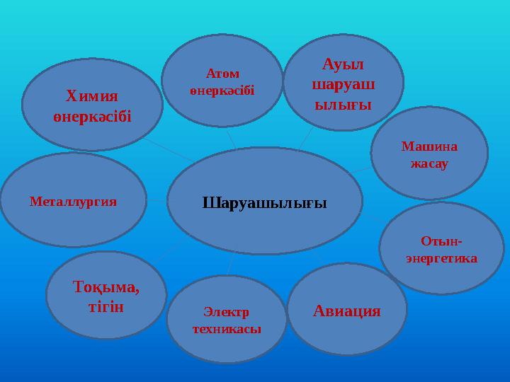 Шаруашылығы Отын- энергетикаМеталлургия Тоқыма, тігін Электр техникасы Авиация Машина жасауХимия өнеркәсібі Атом өнеркәсі