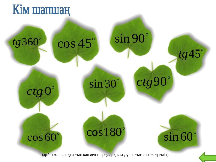 2 31  60 sin  90 sin  0 ctg 0  360 tg 2 2  45 cos 1  45 tg 2 1  30 sin 0  90 ctg 2 1  60 cos -1 