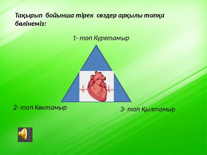 Тақырып бойынша тірек сөздер арқылы топқа бөлінеміз : 1- топ Күретамыр 3- топ Қылтамыр