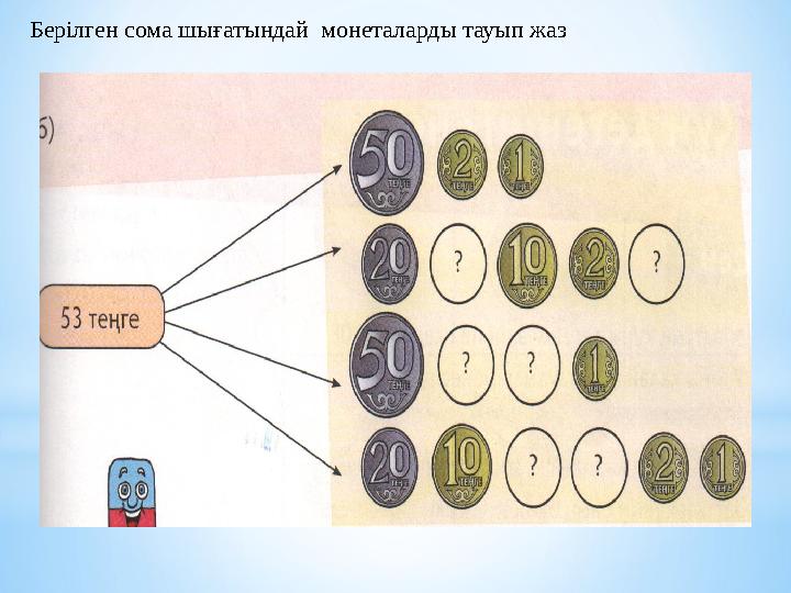 Берілген сома шығатындай монеталарды тауып жаз