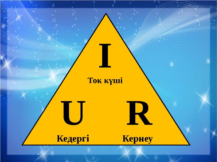 I Ток күші U Кедергі R Кернеу