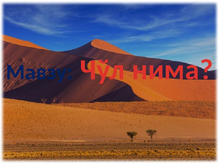 Мавзу: Чўл нима?