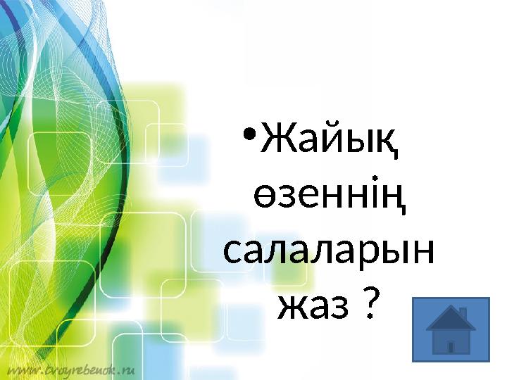 • Жайық өзеннің салаларын жаз ?