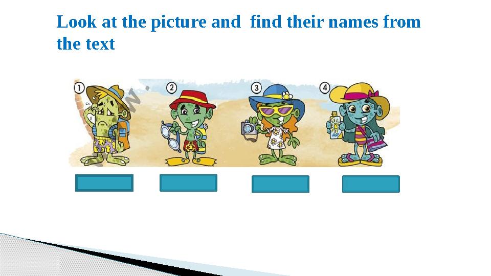 Look at the picture and find their names from the text