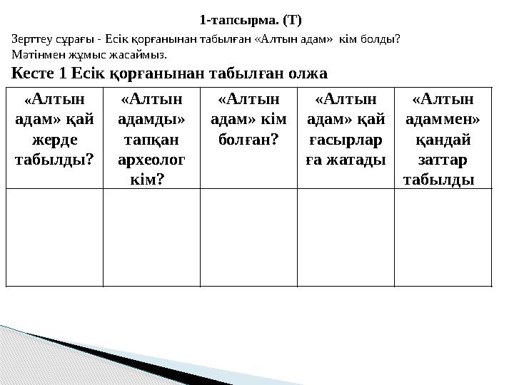 « Алтын адам» қай жерде табылды? «Алтын адамды» тапқан археолог кім? «Алтын адам» кім болған? «Алтын адам» қай ғасыр