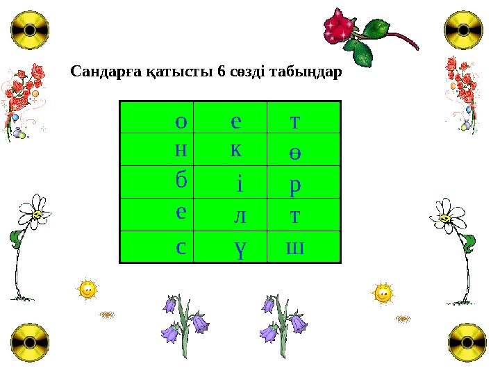 Сандарға қатысты 6 сөзді табыңдар о н б е с ү ше т ө р тл ік