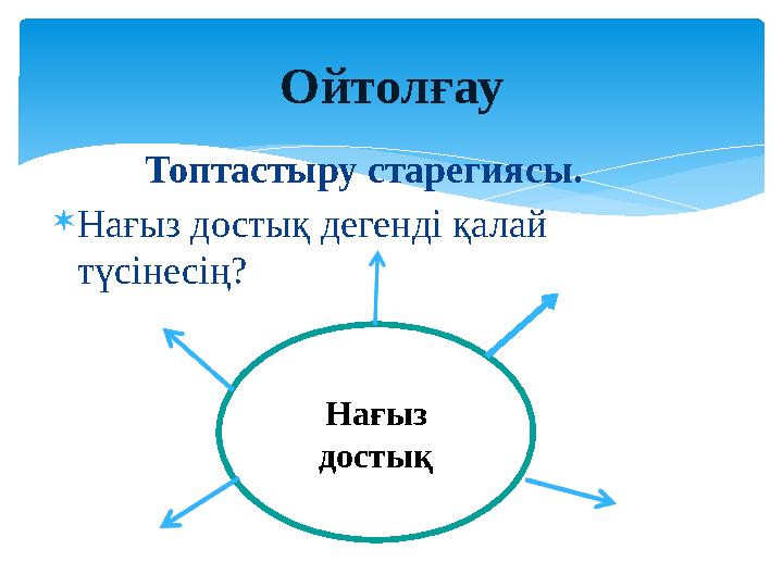 Топтастыру старегиясы.  Нағыз достық дегенді қалай түсінесің? Ойтолғау Нағыз достық