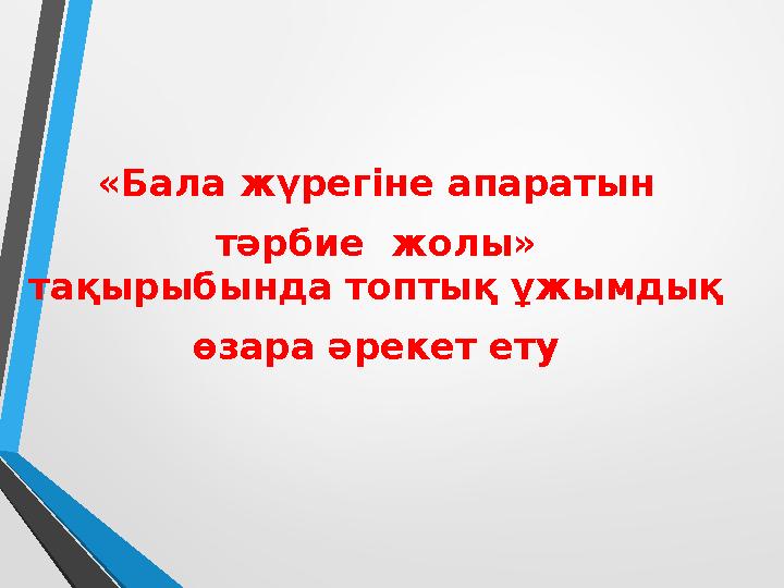 «Бала жүрегіне апаратын тәрбие жолы» тақырыбында топтық ұжымдық өзара әрекет ету