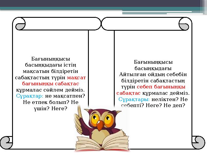 Бағыныңқысы басыңқыдағы істің мақсатын білдіретін сабақтастың түрін мақсат бағыныңқы сабақтас құрмалас сөйлем дейміз. Сұра