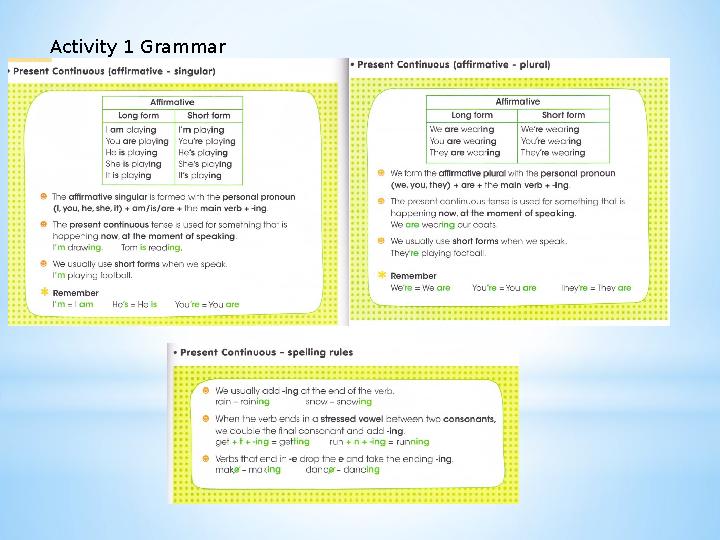 Activity 1 Grammar