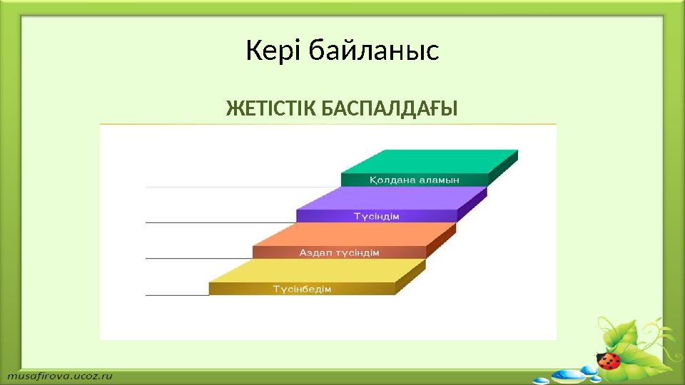 Кері байланыс ЖЕТІСТІК БАСПАЛДАҒЫ