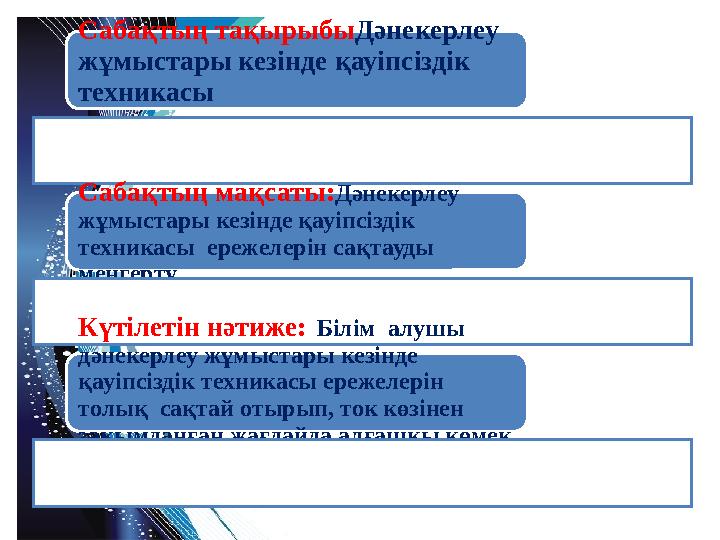 Сабақтың тақырыбы Дәнекерлеу жұмыстары кезінде қауіпсіздік техникасы Сабақтың мақсаты: Дәнекерлеу жұмыстары кезінде қауіпсі