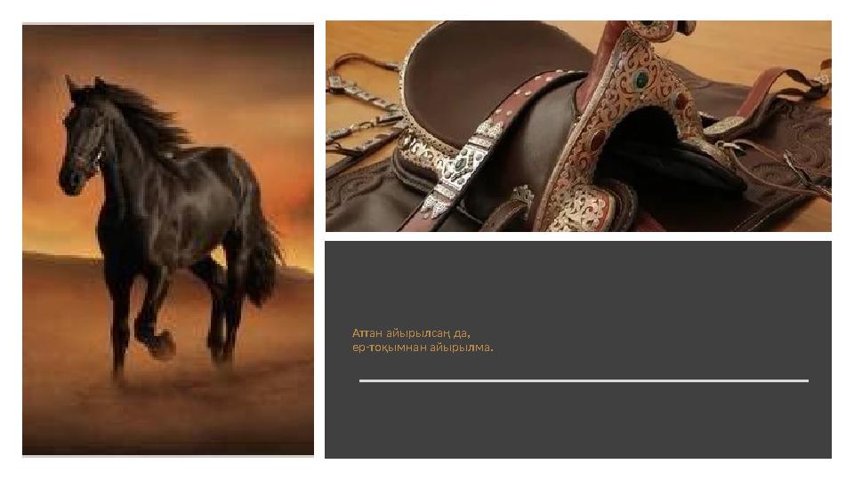 Аттан айырылсаң да, ер-тоқымнан айырылма.