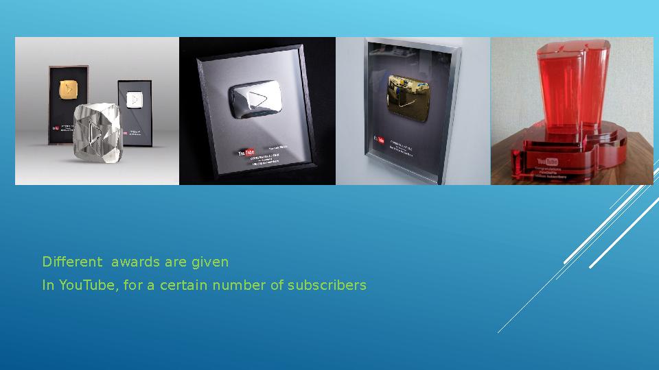 Different awards are given In YouTube, for a certain number of subscribers