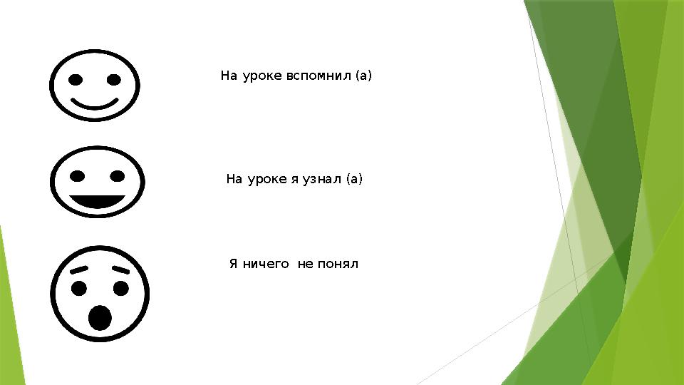 На уроке вспомнил (а ) На уроке я узнал (а) Я ничего не понял