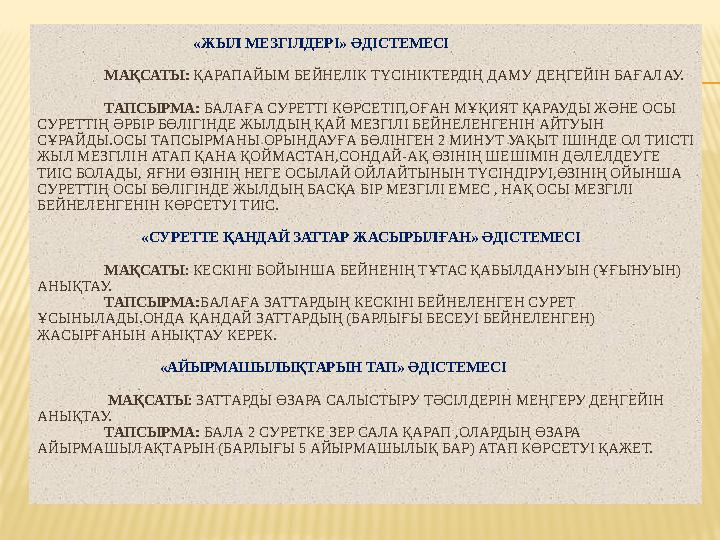 «ЖЫЛ МЕЗГІЛДЕРІ» ӘДІСТЕМЕСІ МАҚСАТЫ: ҚАРАПАЙЫМ БЕЙНЕЛІК ТҮСІНІКТЕРДІҢ ДАМУ ДЕҢГЕЙІН