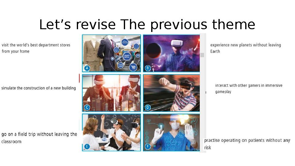 Let’s revise The previous theme