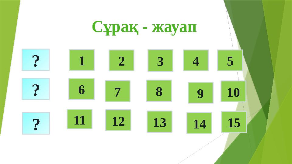 6 32 9 104 7 11 12 8 1413 15? ? ? Сұрақ - жауап 1 5