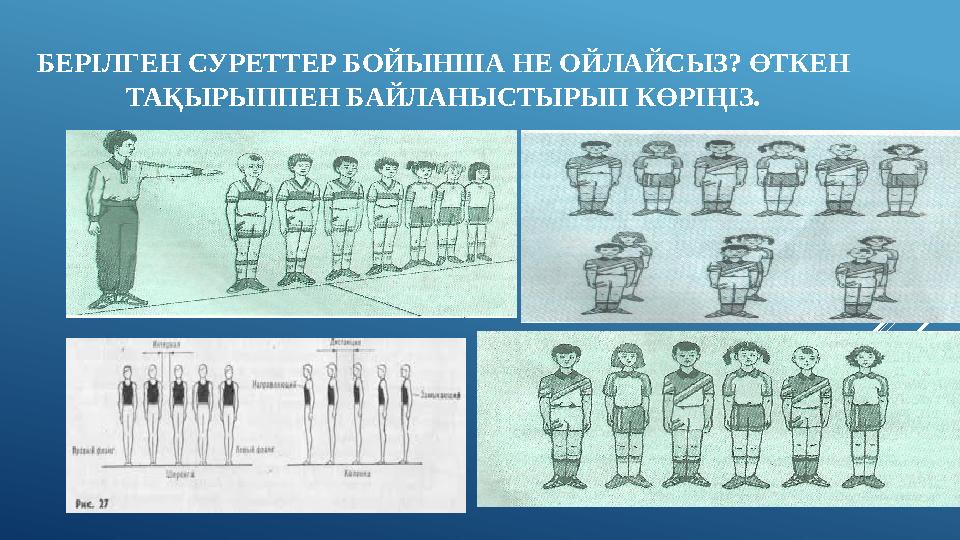 БЕРІЛГЕН СУРЕТТЕР БОЙЫНША НЕ ОЙЛАЙСЫЗ? ӨТКЕН ТАҚЫРЫППЕН БАЙЛАНЫСТЫРЫП КӨРІҢІЗ.