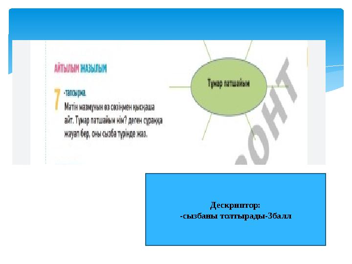 Дескриптор: -сызбаны толтырады-3балл