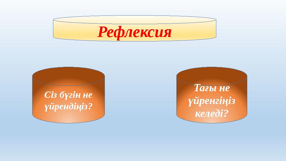 Рефлексия Сіз бүгін не үйрендіңіз? Тағы не үйренгіңіз келеді?