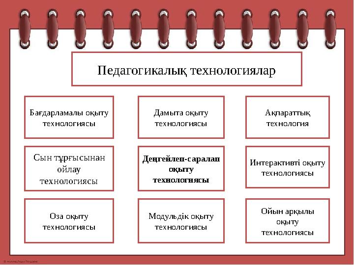 Педагогикалық технологиялар Ба ғдарламалы оқыту технологиясы Дамыта оқыту технологиясы Ақпараттық технология Сын тұрғысынан