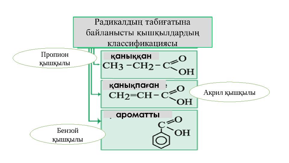 Пропион қышқылы Акрил қышқылы Бензой қышқылы