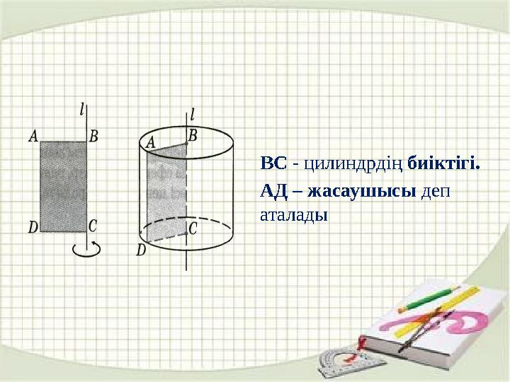 ВС - цилиндрдің биіктігі. АД – жасаушысы деп аталады