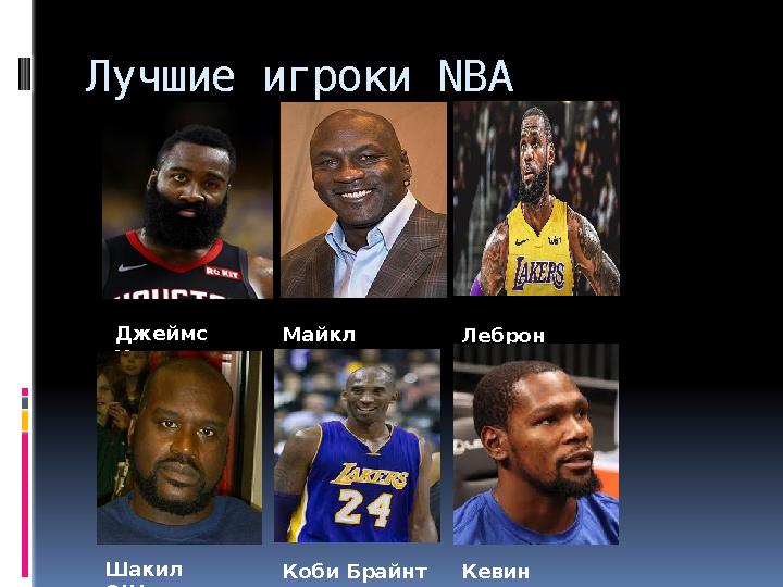 Лучшие игроки NBA Джеймс Харден Майкл Джордан Леброн Джеймс Шакил О’ Нил Коби Брайнт Кевин Дюрант