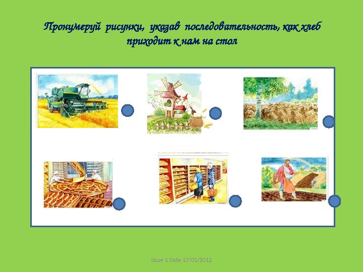 Пронумеруй рисунки, указав последовательность, как хлеб приходит к нам на стол Issue 1 Date 17/01/2012