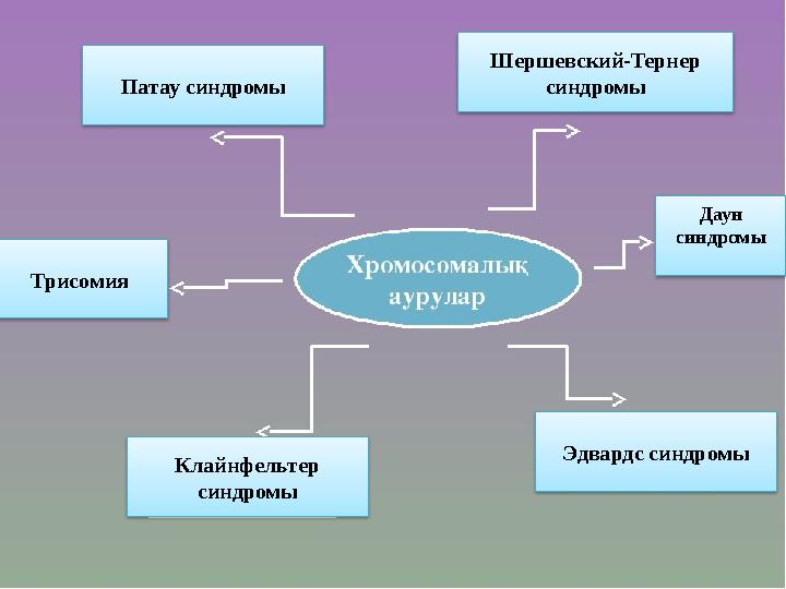 Эдвардс синдромыТрисомия Шершевский-Тернер синдромы Даун синдромы Клайнфельтер синдромыПатау синдромы