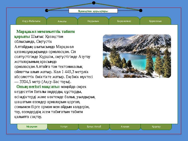 Ақсу-Жабағылы LOREM IPSUMАлматы Наурызым Марқакөл мемлекеттік табиғи қорығы Шығыс Қазақстан облысында, Оңтүстік Алтайдың