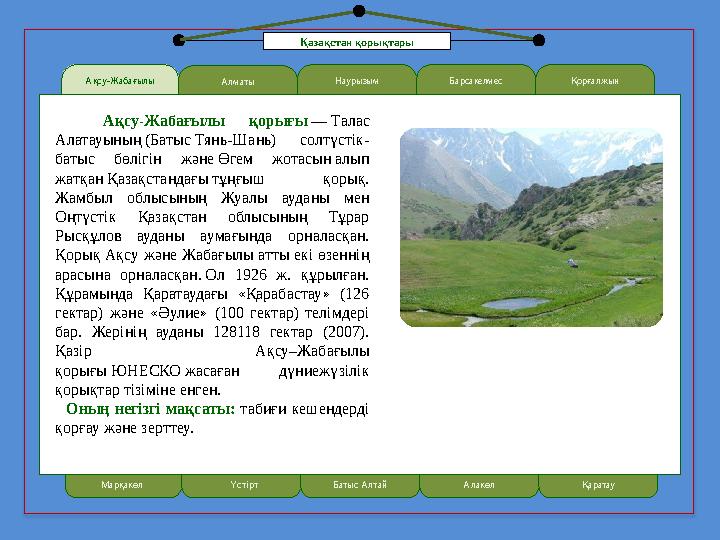 Ақсу-Жабағылы LOREM IPSUMАлматы Наурызым Ақсу-Жабағылы қорығы — Талас Алатауының (Батыс Тянь-Шань) солтүстік- батыс бөл